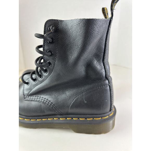 Doc Dr. Martens 1460 Virginia Soft Leather Boots Black Lace Up Women's Size 8 - Picture 3 of 14